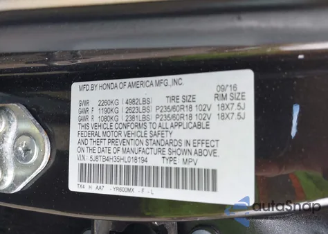 2017 Acura Rdx Acurawatch Plus Package from USA, damaged, VIN 5J8TB4H35HL018194